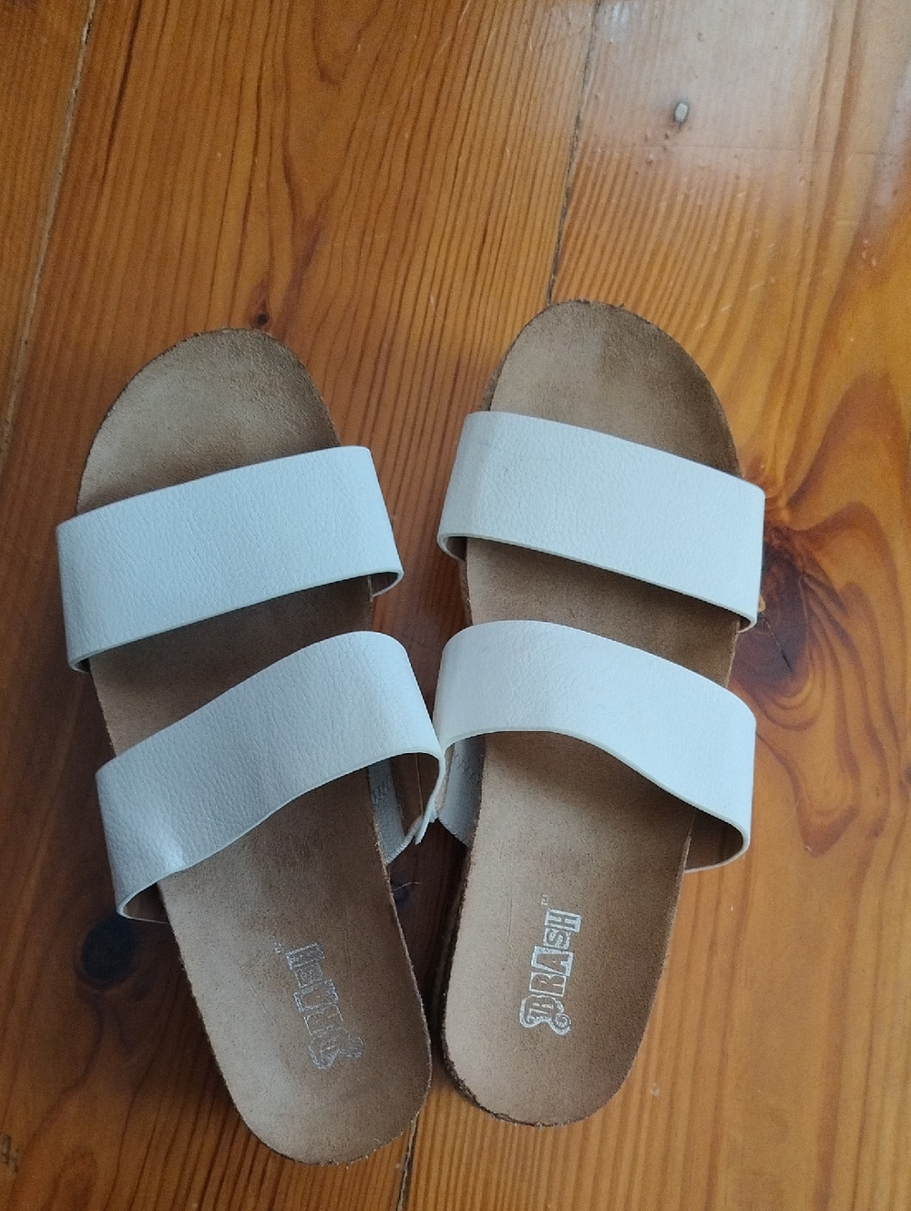 Brash White Double-Strap Slide Sandals